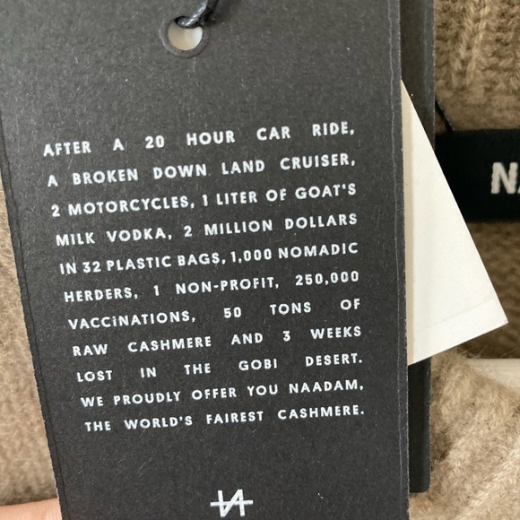 Naadam cashmere fisherman trim crew neck sweater taupe Sz m - Picture 7 of 11